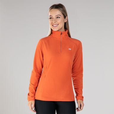 Orange / White Women's Cairo Half Zip Fleece with zip pockets by O'Neills.