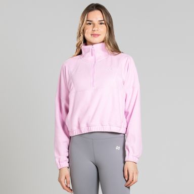O’Neills Mantra Half Zip Fleece Pink in a cropped relax fit