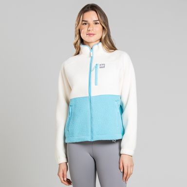 Women's Luxe Full Zip Fleece Top Beige and Blue from O’Neills