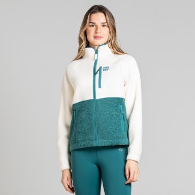 Women's Luxe Full Zip Fleece Top Beige and Green from O’Neills