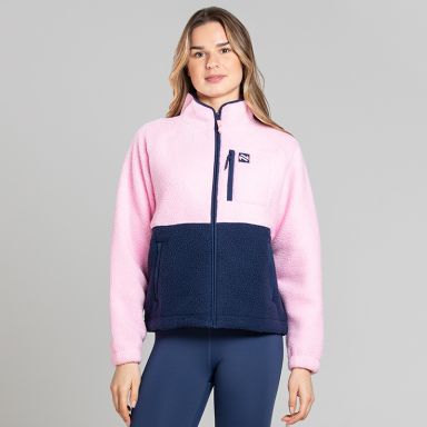 Women's Luxe Full Zip Fleece Top Pink and Navy from O’Neills