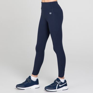 Navy Kids' gym leggings with phone pockets and high waist by O’Neills.