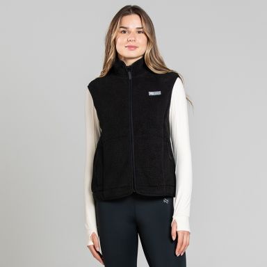 Black O’Neills Women’s Unify Fleece Gilet with funnel neck and zip pockets