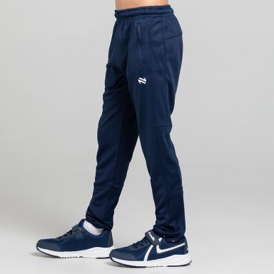 Navy O’Neills Kids’ Velocity Skinny Tracksuit Bottoms with zipped pockets and ankle zips.