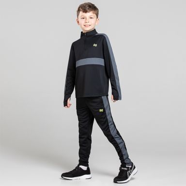 O’Neills Kids' Unleash Tracksuit Set with matching Half Zip and Bottoms in Black / Grey