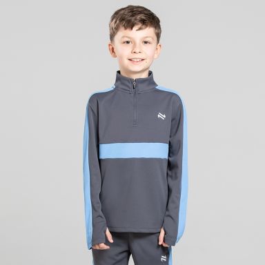 Grey O’Neills Unleash Boys Half Zip Sports Top with mesh panels and contrast branding