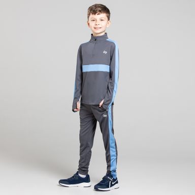 O’Neills Kids' Unleash Tracksuit Set with matching Half Zip and Bottoms in Grey / Blue