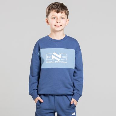 Navy O’Neills Kids’ Sonas Crew Neck Sweatshirt with contrast chest panel 