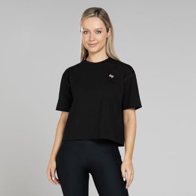 Women's Black Recharge Cotton Boxy T-Shirt by O'Neills.