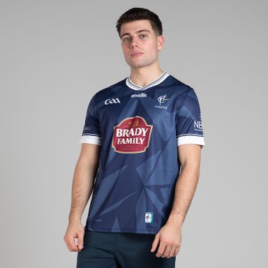 O’Neills Navy Kildare GAA Men's Goalkeeper Jersey 2025 with ribbed crewneck by O’Neills.