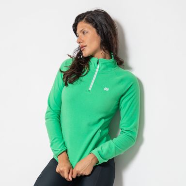 Green Women’s Cairo Micro Fleece Half Zip Top with two zip pockets by O’Neills.