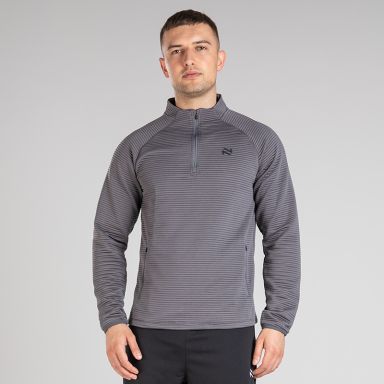 Grey Men’s Revive Half Zip Top with ripple fabric and zip pockets by O’Neills.