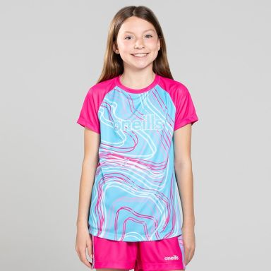 Blue O’Neills Kids’ Taylor T-Shirt with a colourful design