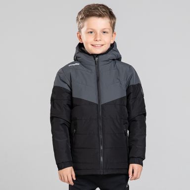 Black kids' Maddox hooded padded jacket with zip pockets O’Neills.