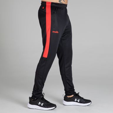 Black / Red Aspire Skinny Tracksuit Bottoms with two zip pockets by O’Neills.