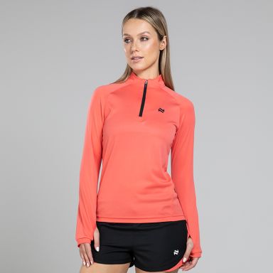 Coral Women’s Skylar Half Zip Midlayer Top with O’Neills logo.