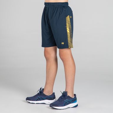 Navy Impact Kids Training Shorts with two side pockets and contrasting print by O’Neills.