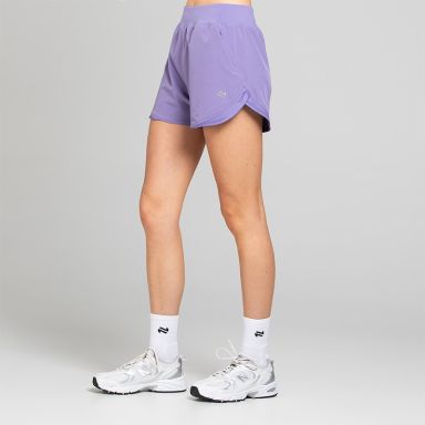 Purple Women’s Ember Training Shorts with zipped pockets and a drawcord waistband 