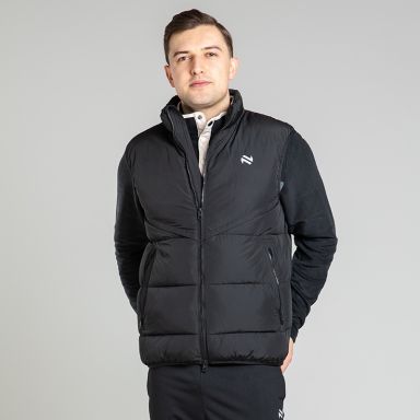 Men's Black Olympus Padded Gilet with two side zip pockets from O'Neills.