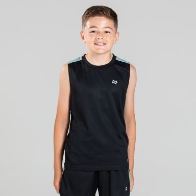 Black O’Neills Kids' Raptor Vest with short sleeves and contrast pinhole texture panels