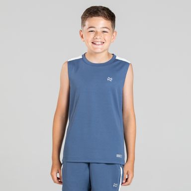 Blue O’Neills Kids’ Raptor Vest with short sleeves and contrast pinhole texture panels