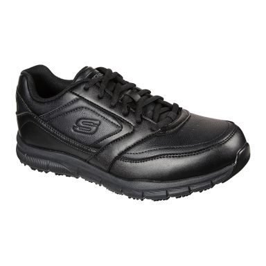 black Skecher's men's trainers featuring a slip resistant rubber outsole from O'Neills
