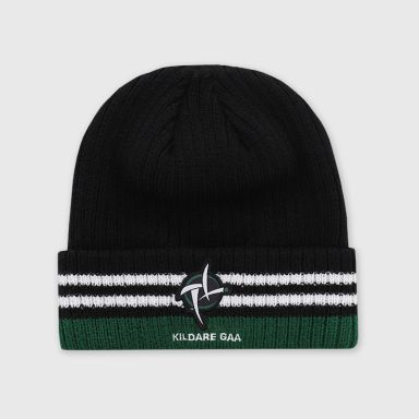 Black Kildare GAA Align Beanie Hat with county crest by O’Neills. 