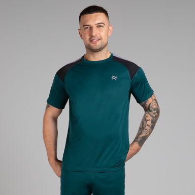 Green Men’s Adapt T-Shirt with textured fabric on the sleeves by O’Neills. 