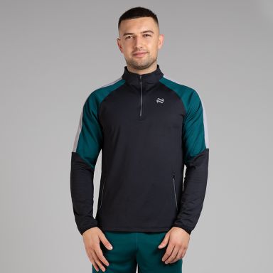 Black Men’s Adapt Half Zip Top with two zip pockets by O’Neills. 