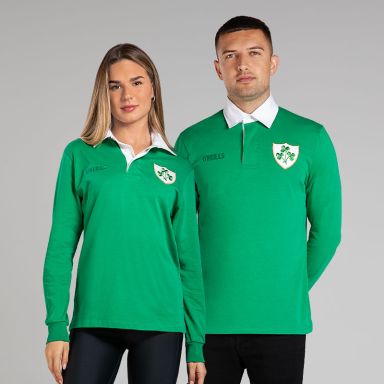Green Ireland Anthem Rugby Shirt with long sleeves by O’Neills
