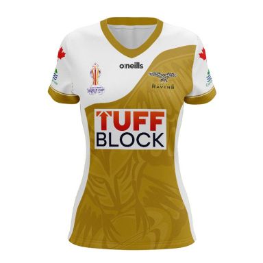 Gold and White Women's Official Canada Rugby League jersey from O'Neills