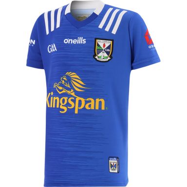 Blue Cavan GAA home jersey with Kingspan sponsor logo by Oâ€™Neills.
