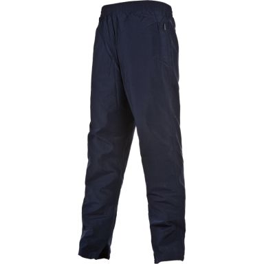 Navy kids' woven tracksuit bottoms with lower leg zips and elasticated waistband by O’Neills.