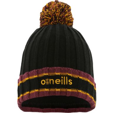 Black and Maroon Darcy knit bobble hat with large pom-pom by O’Neills.