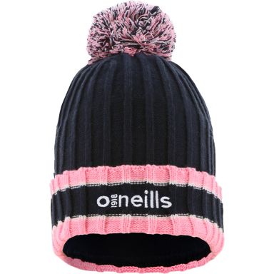 Marine and Pink Darcy knit bobble hat with large pom-pom by O’Neills.
