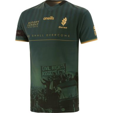 O'Neills Derry Player Fit Bloody Sunday Commemoration Jersey Green / Gold / Black