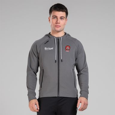 Dark Grey Men’s Derry GAA Quantum Fleece Full Zip Hoodie with zip pockets and Derry GAA crest by O’Neills.