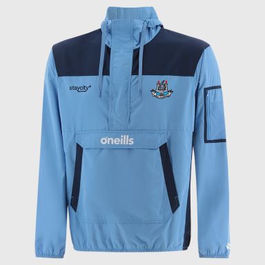 O'Neills Dublin GAA Men's Drifter Half Zip Hooded Windbreaker Sky / Marine
