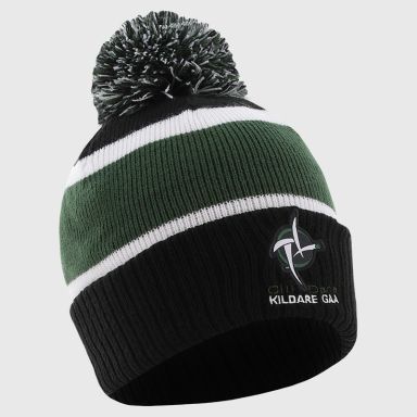 Black Kildare GAA Kids Dynamo Knitted Bobble Hat by O’Neills.