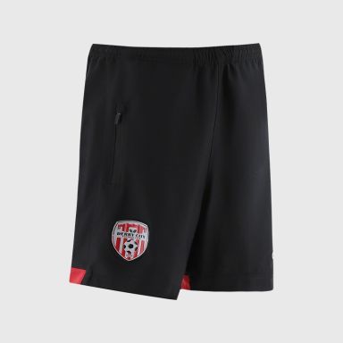 O'Neills Derry City FC Kids' Echo Woven Leisure Shorts Black / Red