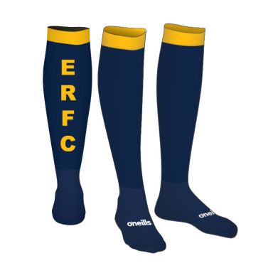 Eastbourne RFC Kids' Koolite Max Long Socks Marine / Amber / White