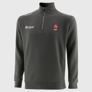 Derry GAA Grey Men’s Evolve Fleece half zip sweatshirt with ribbed collar and two side pockets by O’Neills.
