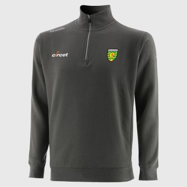 Donegal GAA Grey Men’s Evolve Fleece half zip sweatshirt with ribbed collar and two side pockets by O’Neills.