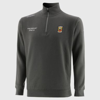 Mayo GAA Grey Men’s Evolve Fleece half zip sweatshirt with ribbed collar and two side pockets by O’Neills.