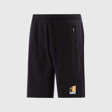 Black Kilkenny GAA Men’s Evolve Fleece Shorts with elasticated waistband and two zip pockets by O’Neills.