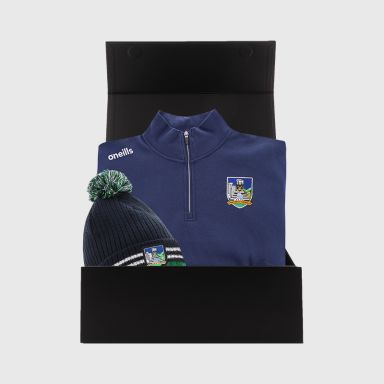 Limerick GAA Gift Box with Limerick GAA half zip fleece and bobble hat packaged in a gift box by O’Neills.