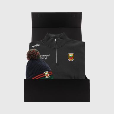 Mayo black winter warmer gift box containing a fleece and bobble hat from O'Neills