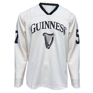 White Guinness Jersey with harp on the front from O'Neills.