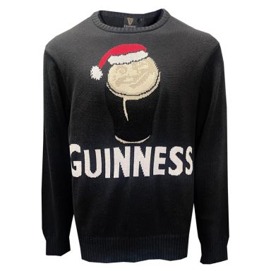 Black red and white Guinness Christmas Smiley Pint Santa Hat Sweatshirt from O'Neills