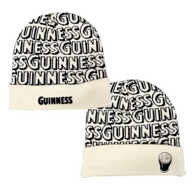 Cream Guinness Beanie Hat with smiley Guinness Pint logo from O'Neills.